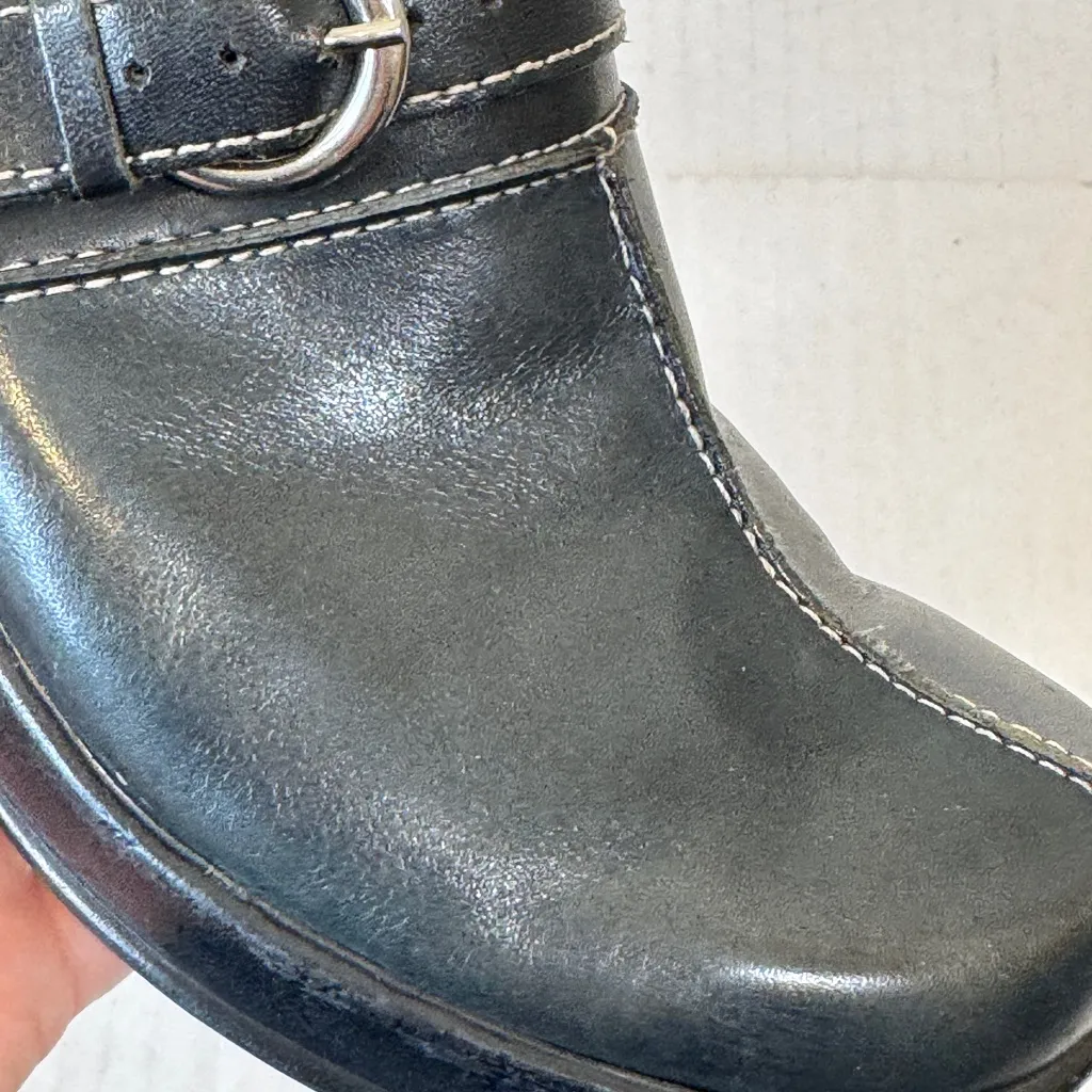 Bass Black Leather Slip On Clog Mules Womens 8 Leona Confort Shoes Classic Y2K - Image 8