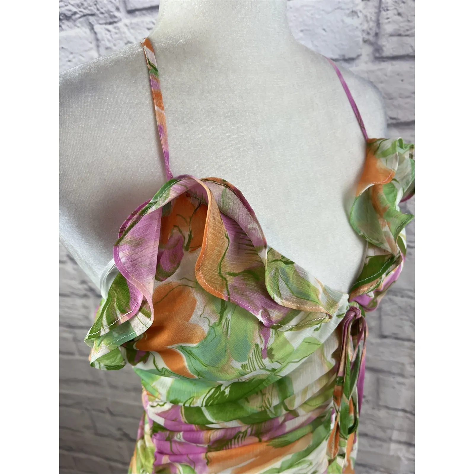 Lost & Wander NWT Fairycore Girly Chiffon Painterly Love Mini Dress Size Small - Image 5