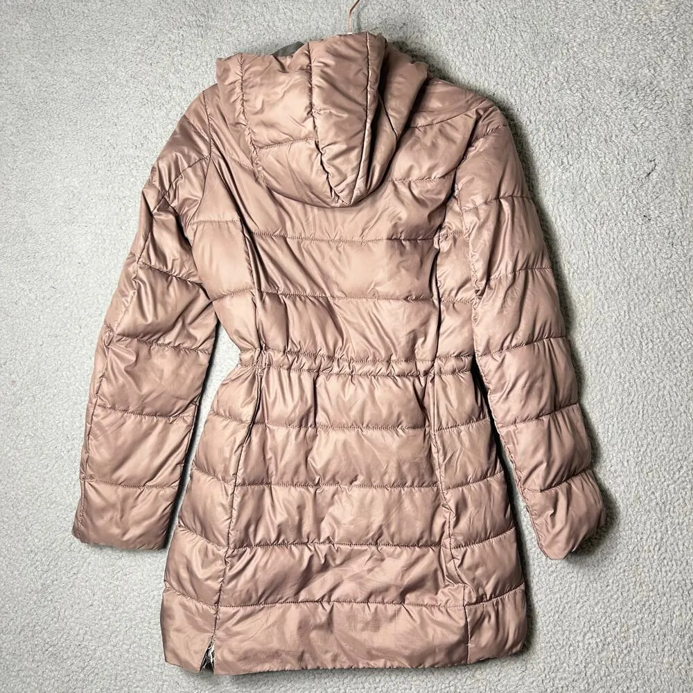 Kenneth Cole‎ Reaction Coat Womens XS Dusty Mauve Hooded Puffer Jacket Coat READ - Image 2