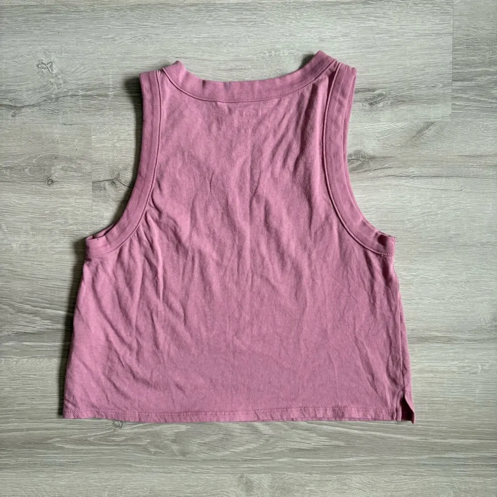 Madewell Softade Cotton Boxy Crop Tank Top Pink/Purple Sz Small - Image 11