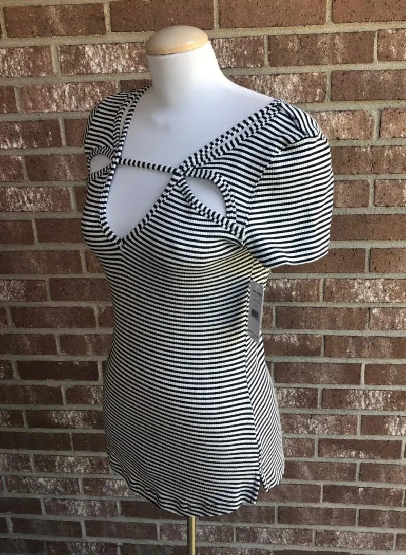 Striped Top With Decorative Cutouts - Image 3