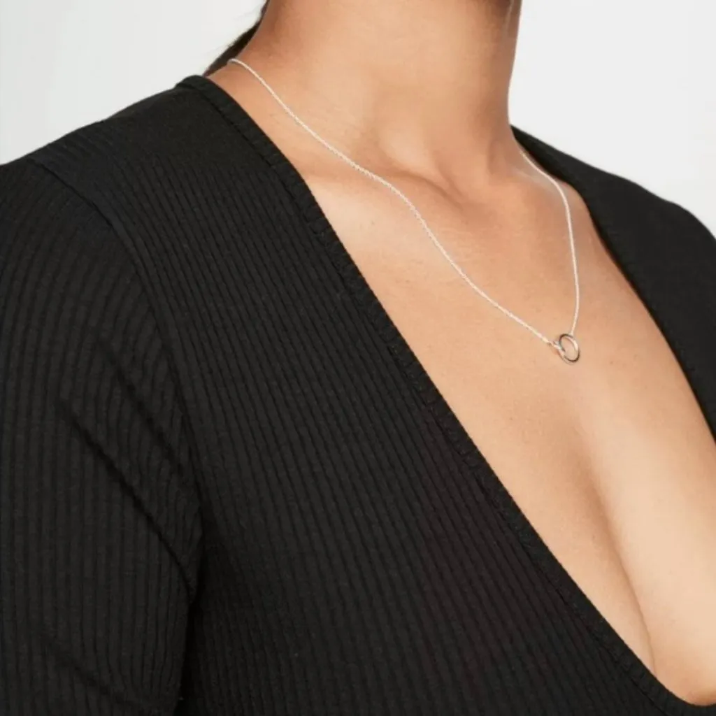 Reformation Indie Long Sleeve Bodysuit XL Ribbed Black Minimalist Tencel Fitted - Image 7