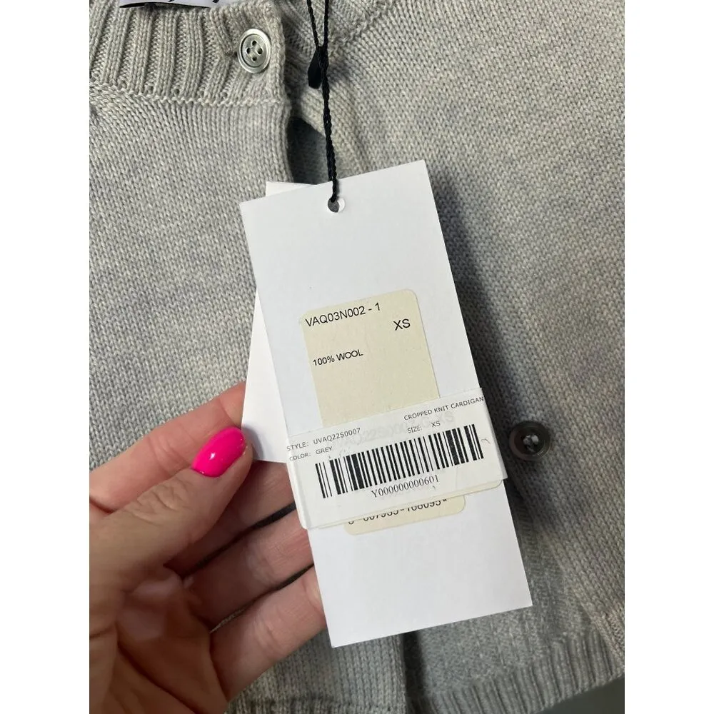 VAQUERA Cropped Knit Sequin Back Cardigan Grey Womens Size XS Silver - Image 12