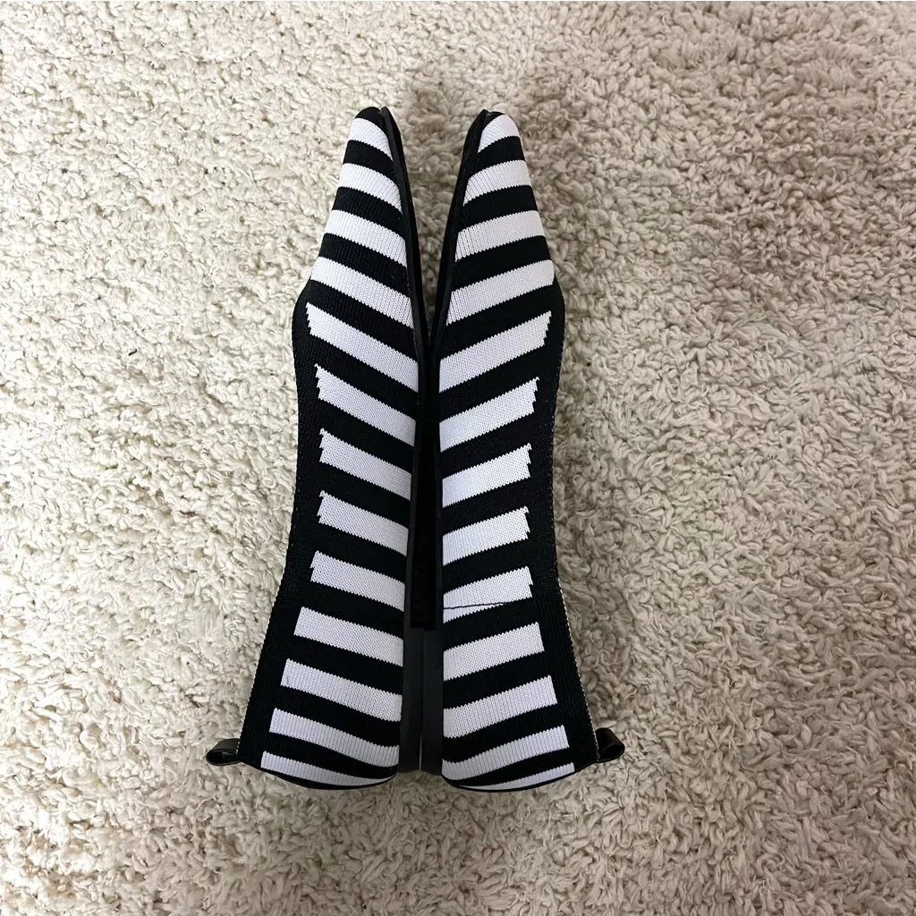 Striped Black and White Women's Flats Size 8 - Image 7