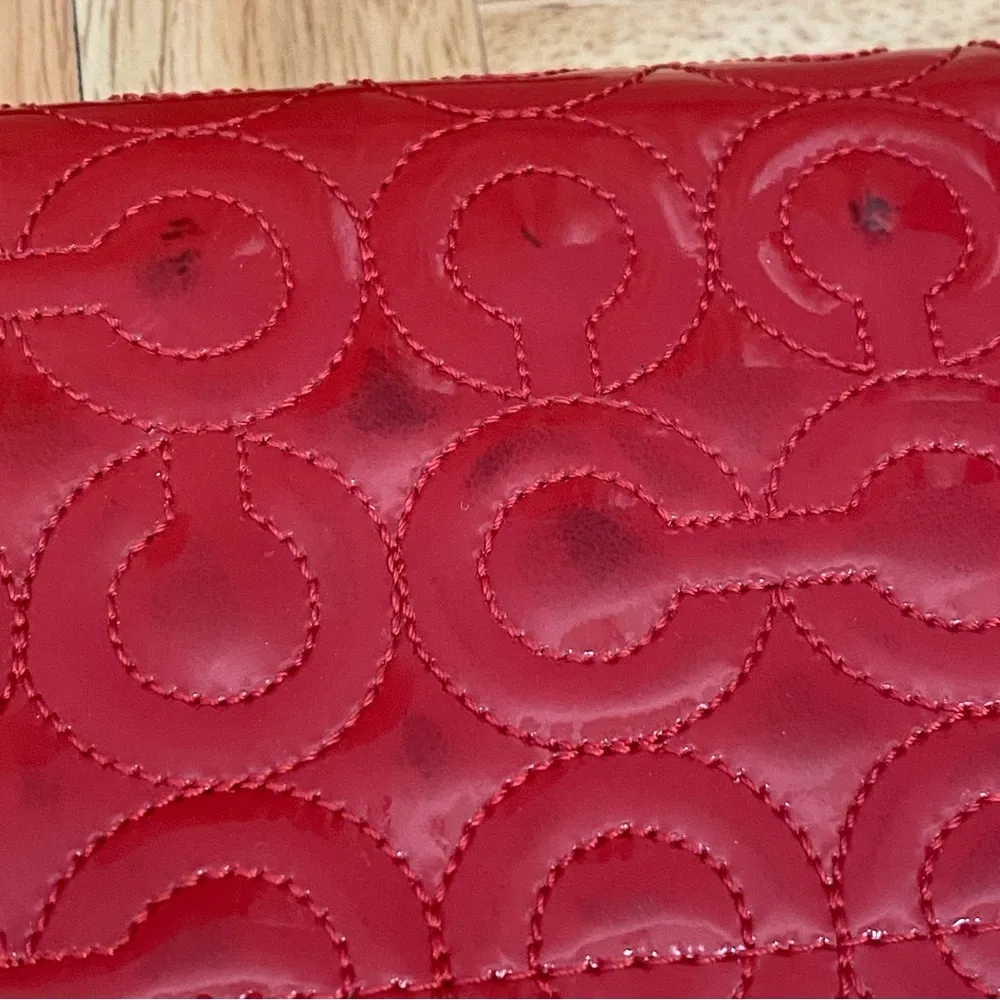 COACH 42965 Gramercy Red Embossed Patent Leather Wristlet Clutch Bag - Image 16