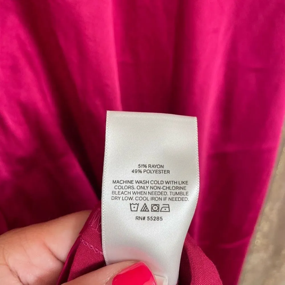 Express Magenta Pink Satin Cowl Neck Midi Slip Dress, S - Image 6