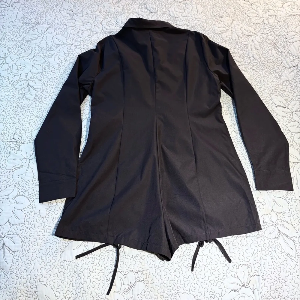 SUPERDOWN Revolve Candice Black Ruched  Button Down Romper NWT Sz XL - Image 8