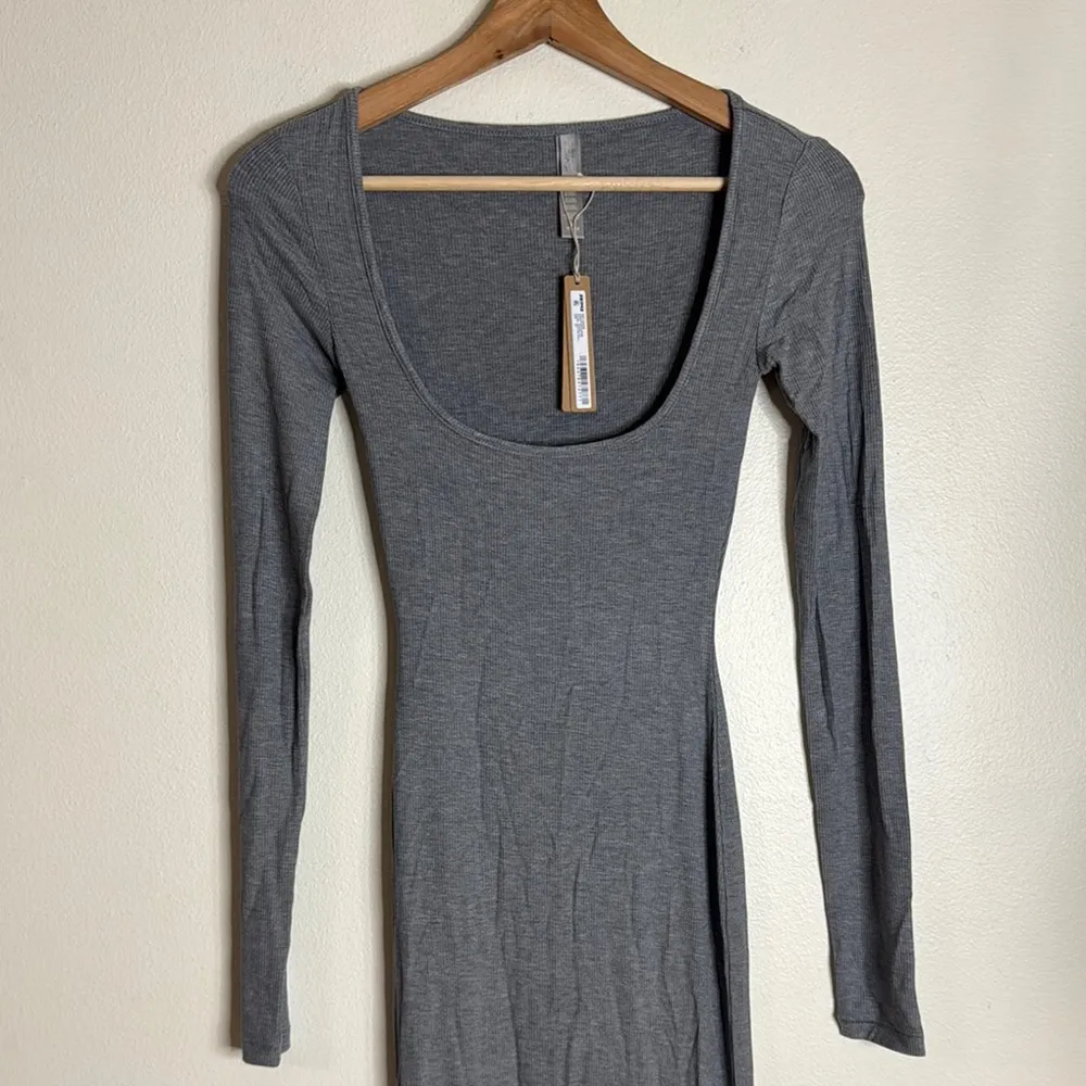 SKIMS Soft Lounge Long Ribbed Long Sleeve Maxi Dress Heather Gray Size XS - Image 2