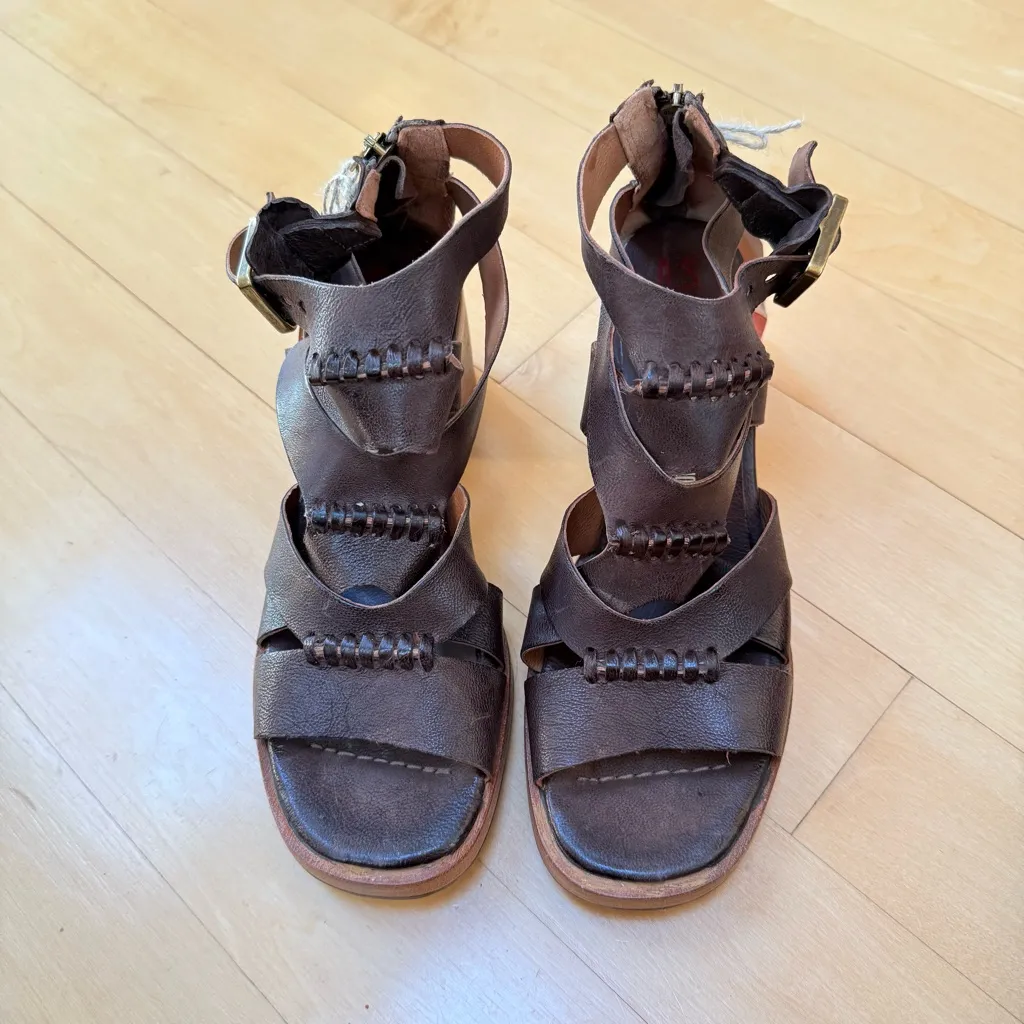 A.S.98 Alfred Chocolate Brown Italian Leather Heeled Sandals Size 40 NWT - Image 3