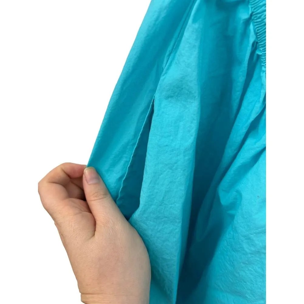 A New Day Dress Womens Large Aqua Puff Sleeve Mini Smocked Cutout Open Back - Image 6