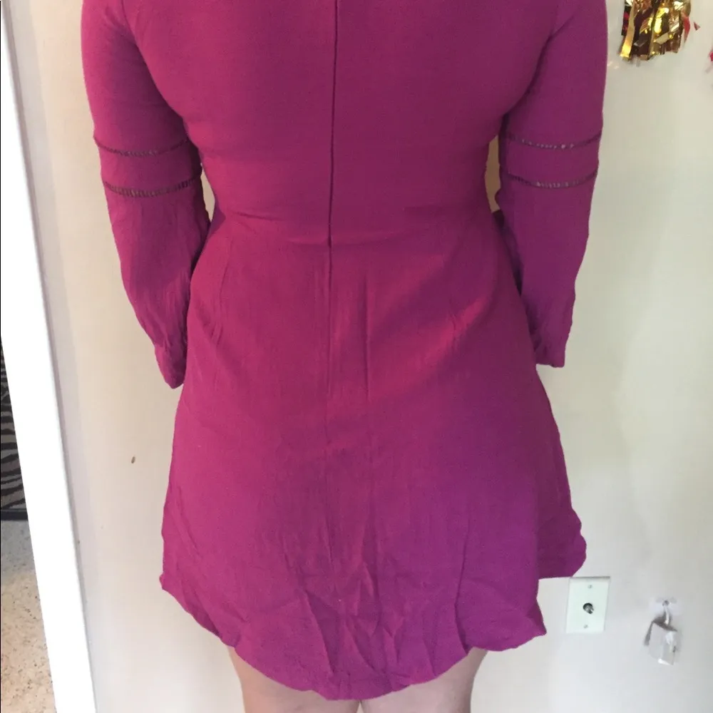 Ann Taylor Loft Bell Sleeve Raspberry Dress Size 10 - Image 4
