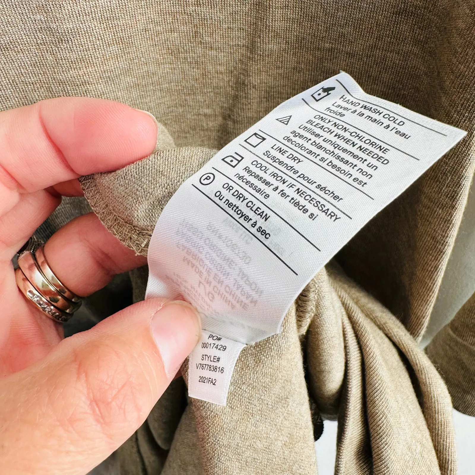 Vince Crewneck Long sleeve Dress H Dove Oat Women's Large Fit and Flare Neutral - Image 5