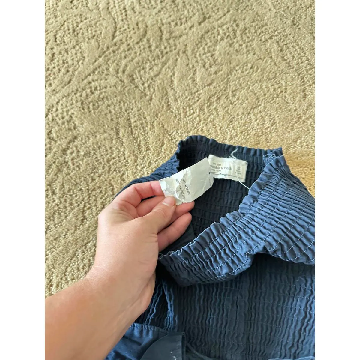 Vintage Y2K Abercrombie & Fitch Navy Polka Dot Strapless Dress – Size XS - Image 6