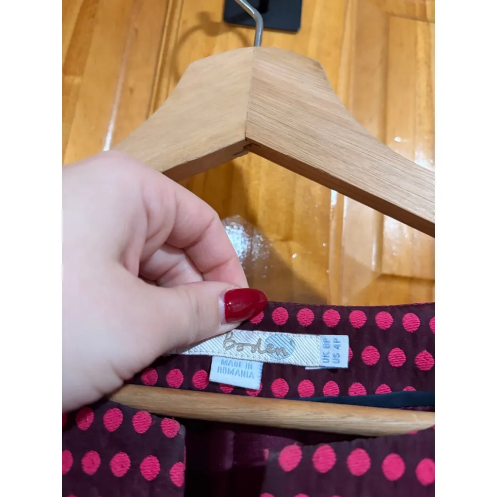 Boden Pink Dot Jacquard Belted Short Sleeve Sheath Dress US 4P Party Work - Image 3