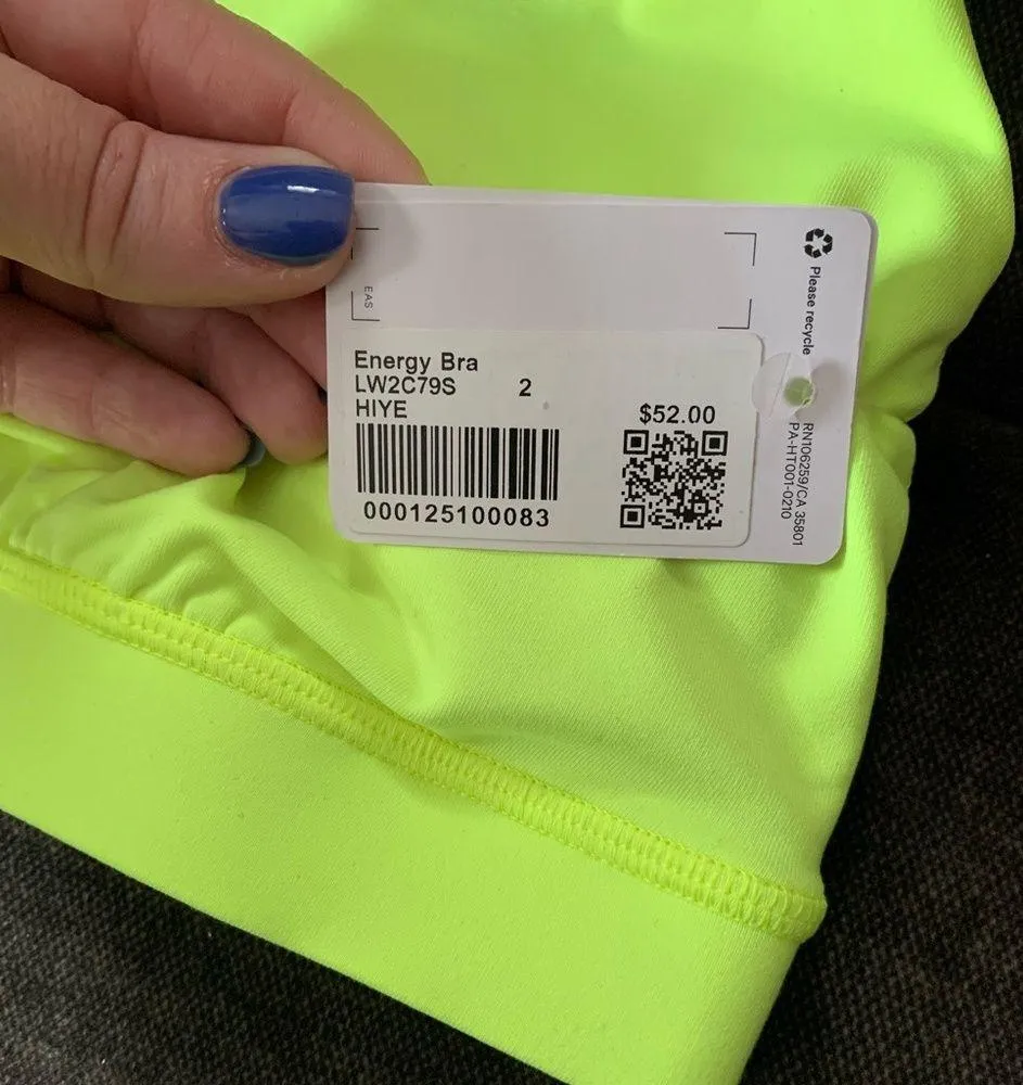 NWT neon green Lululemon energy sports bra size 2 - Image 2