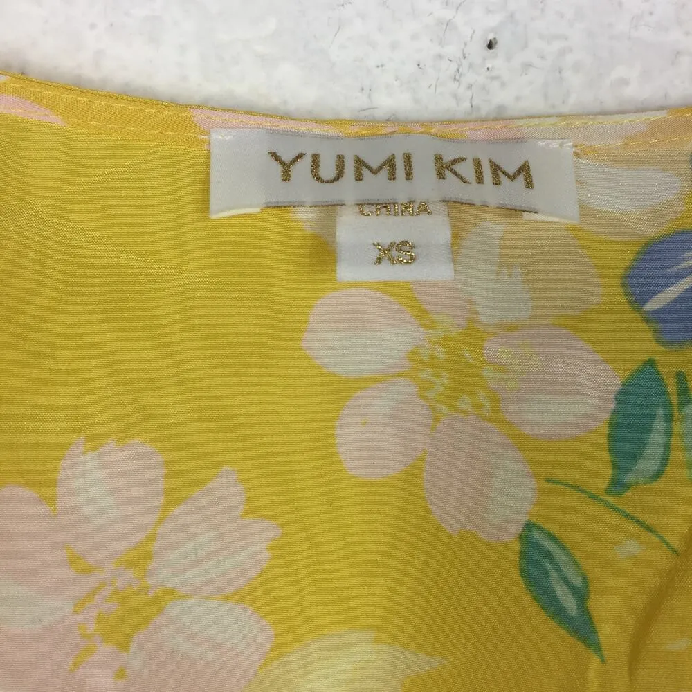 Anthropologie Yumi Kim Yellow 100% Silk Kimono Top XS That's A Wrap Happy Days - Image 5
