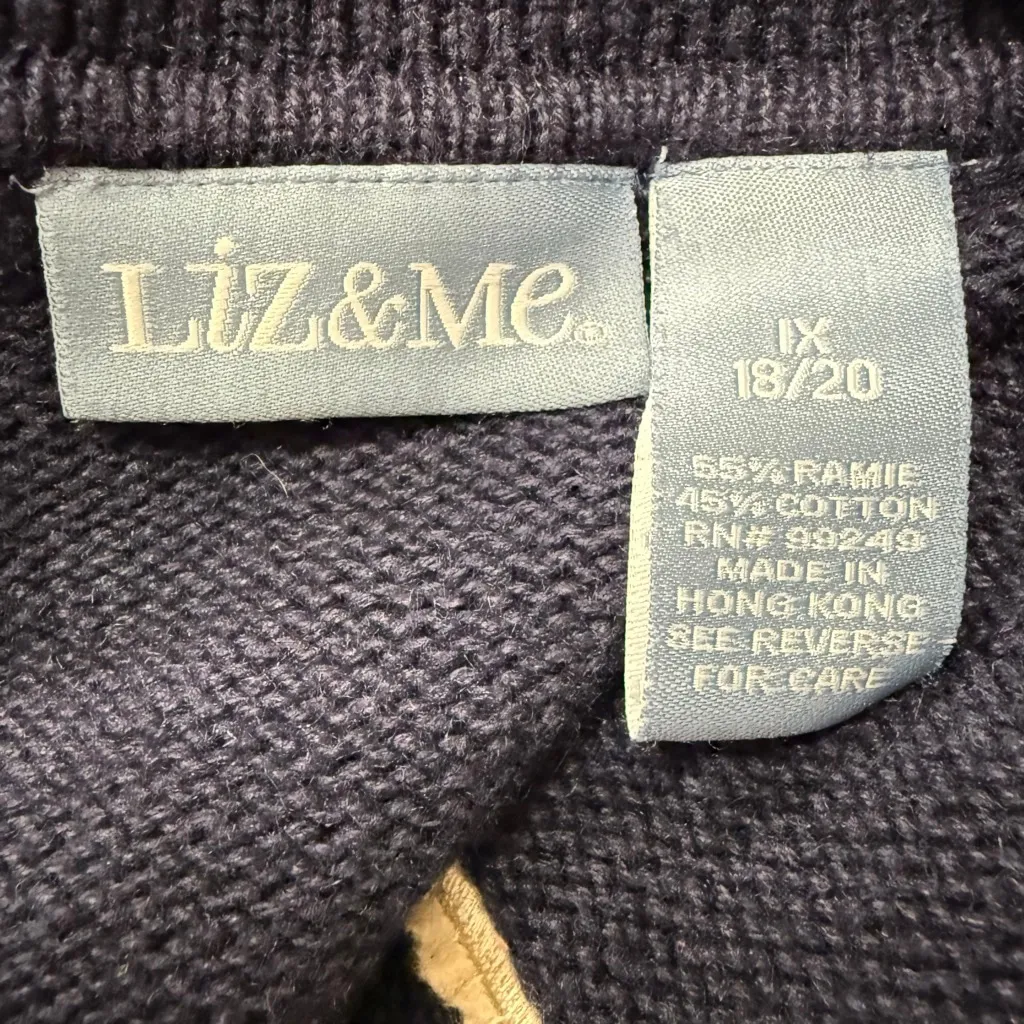 Liz & Me Navy Christmas Gift Appliqué Sweater Women’s Size 1X Red - Image 7