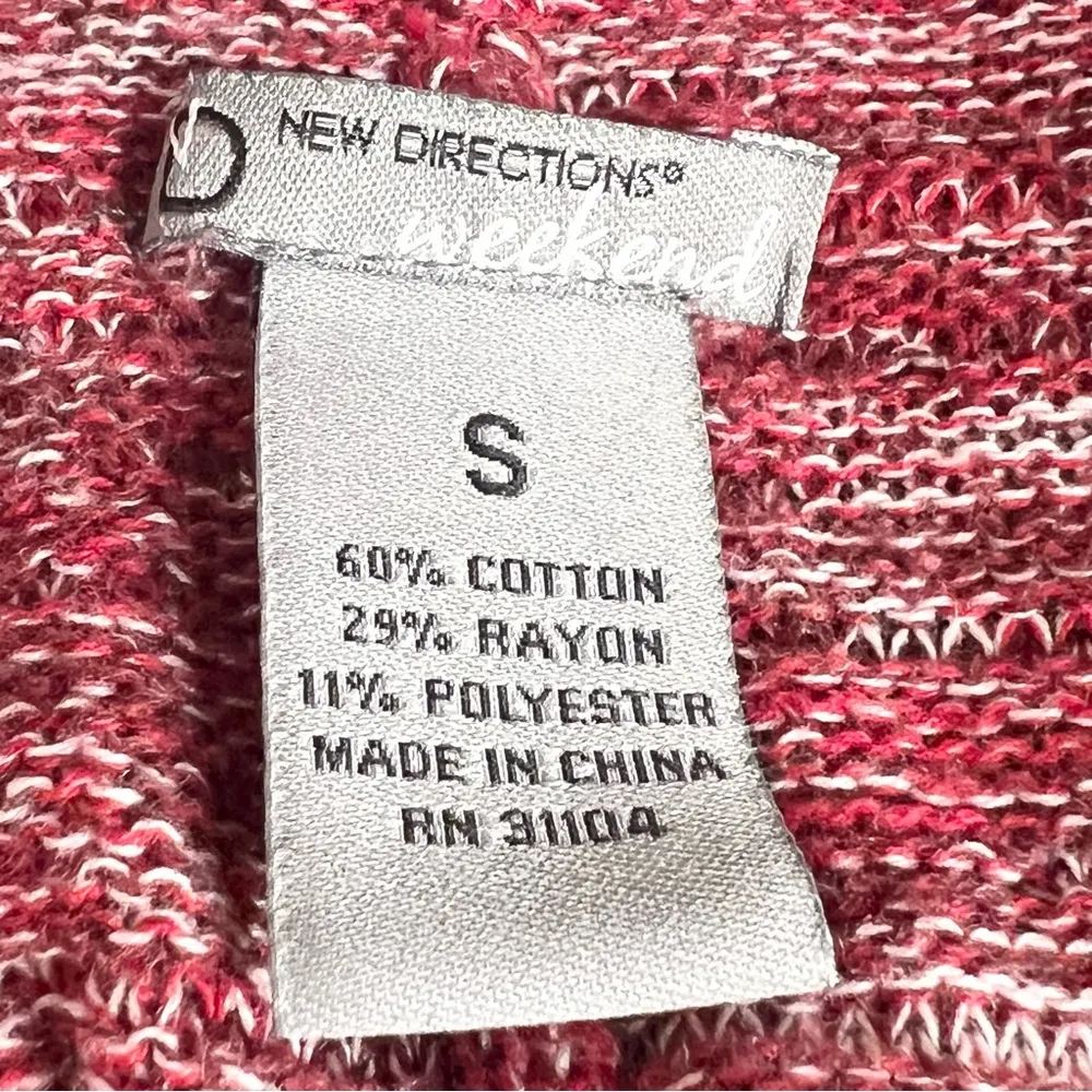 New Directions Cowl Neck Red Knit Oversized Sweater Tunic Top Size Small - Image 8