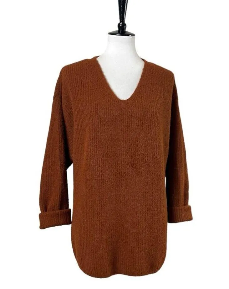 Apt. 9 Sweater V-neck Oversized Long Sleeves Soft Dark Orange Women’s Size Large - Image 11