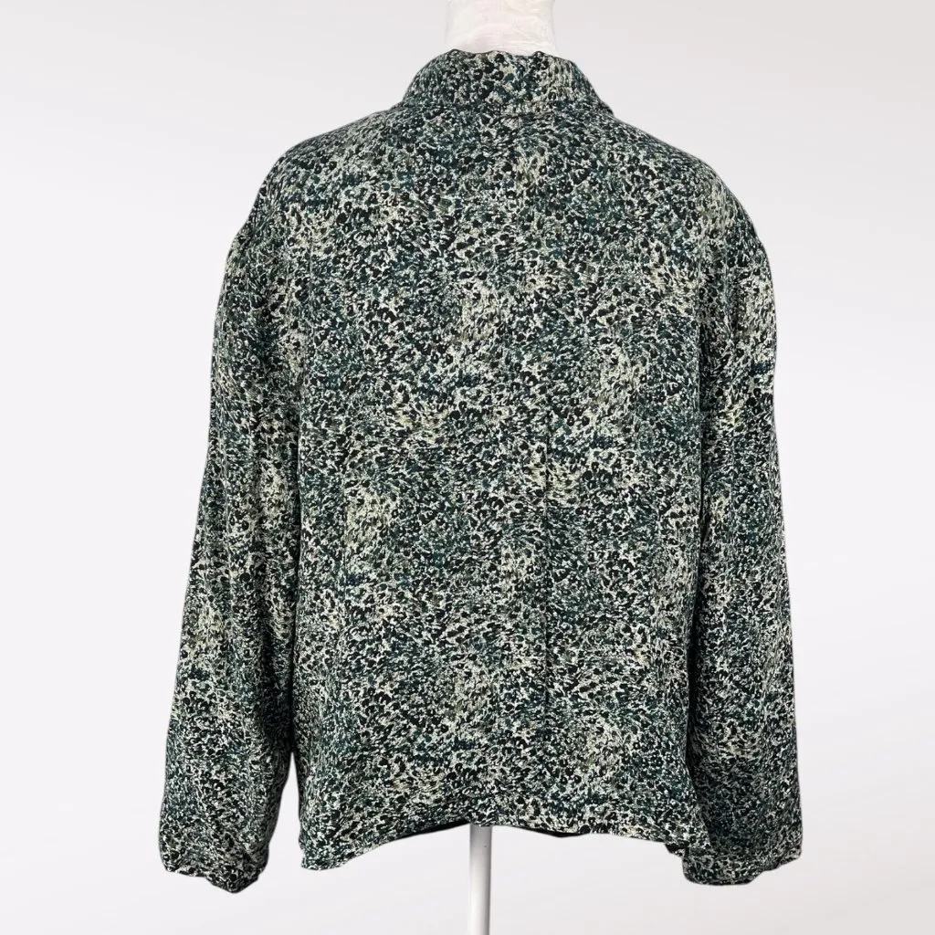 Kathie Lee Woman Zip Front Jacket Green Black Speckled 14W 16W - Image 5