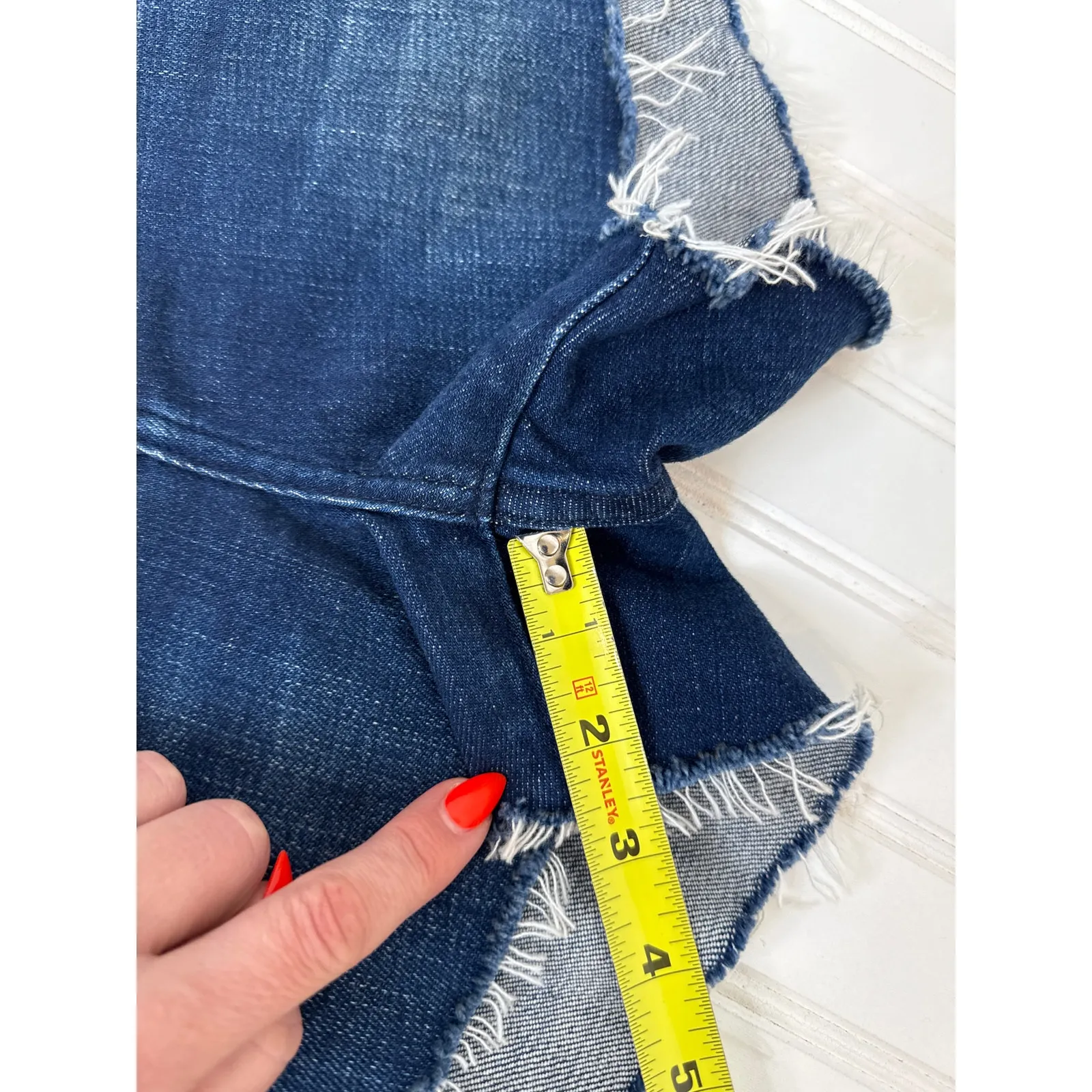 NWT L’AGENCE AUDREY Denim Shorts Cream & Blue Raw Hem Mid Rise Bundle Size 25 - Image 14