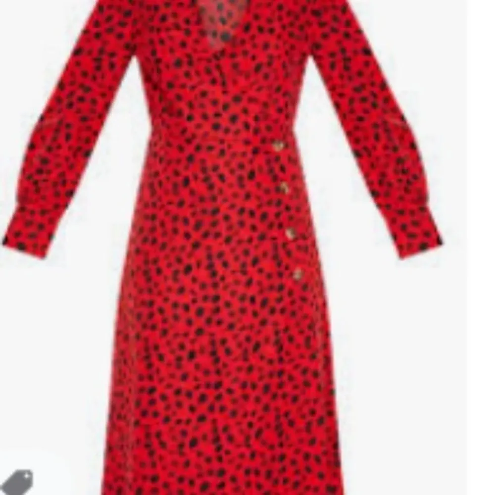 Petite Red Dalmatian Print Button Midi Dress - Image 5