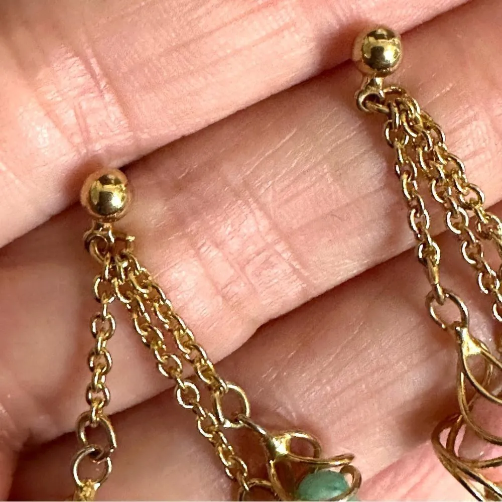 Gold tone chain Quartz post drop earrings - Image 8