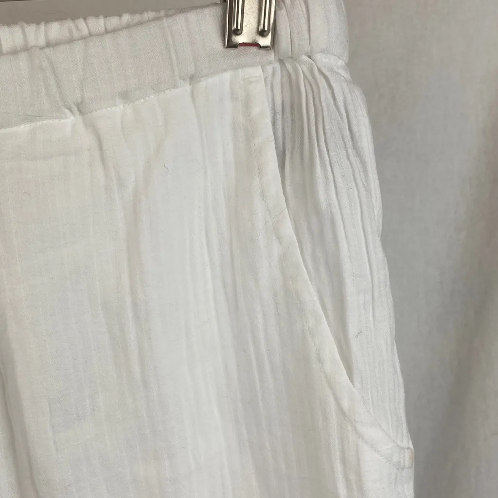 J Crew White Casual Stripe Ribbed Cropped Loose Fit Pants NEW S - Image 2