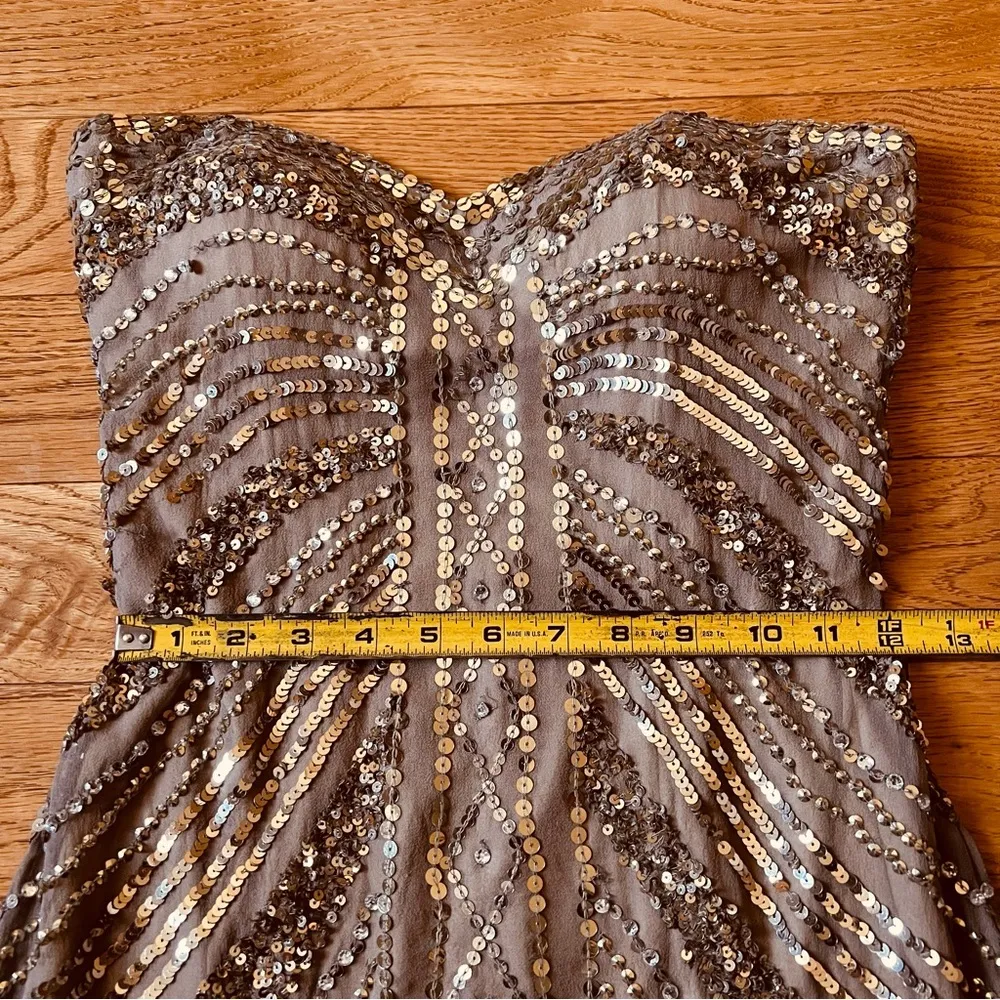 NWT . Sequined Strapless Dress Pewter Sz XS - Image 12