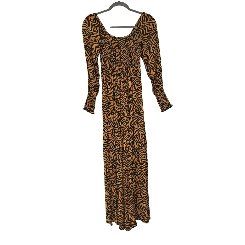 Kachel x Anthropologie Wide Leg Tiger Striped Jumpsuit, Sz 2 Tan - Image 5