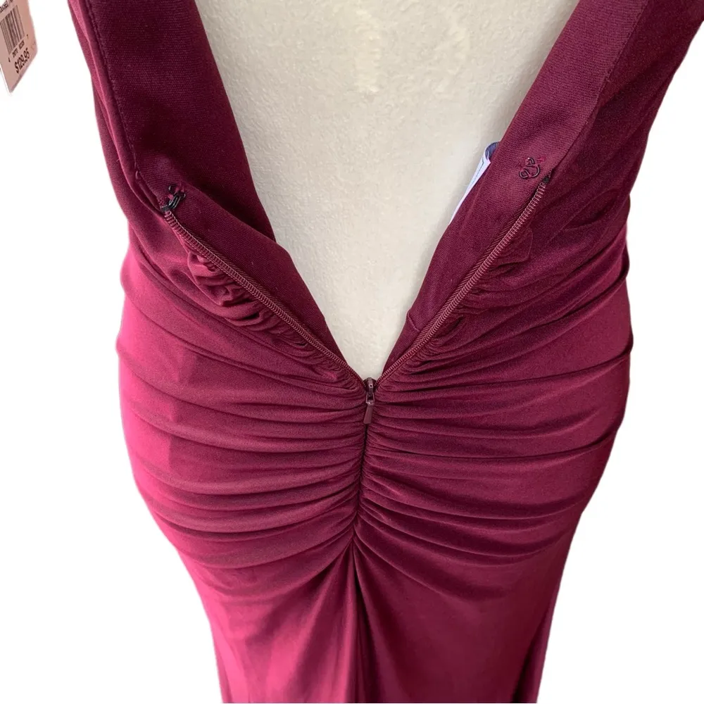 DB STUDIO Ruched Jersey V-neck Sheath Dress in Wine Red Size 6 Bridesmaid Formal - Image 7