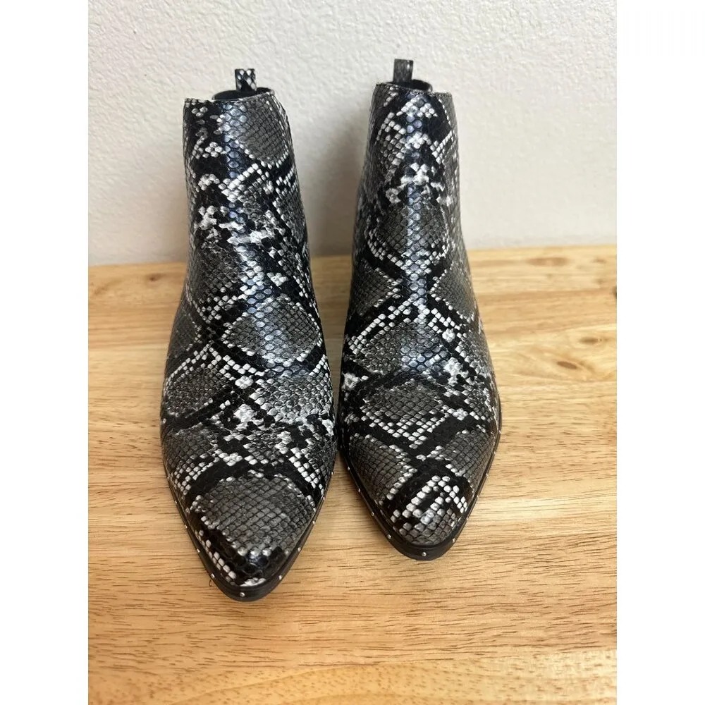 Bar III Women's Synthetic Pull On Black White Snake Skin Print  Ankle Bootie - Image 3