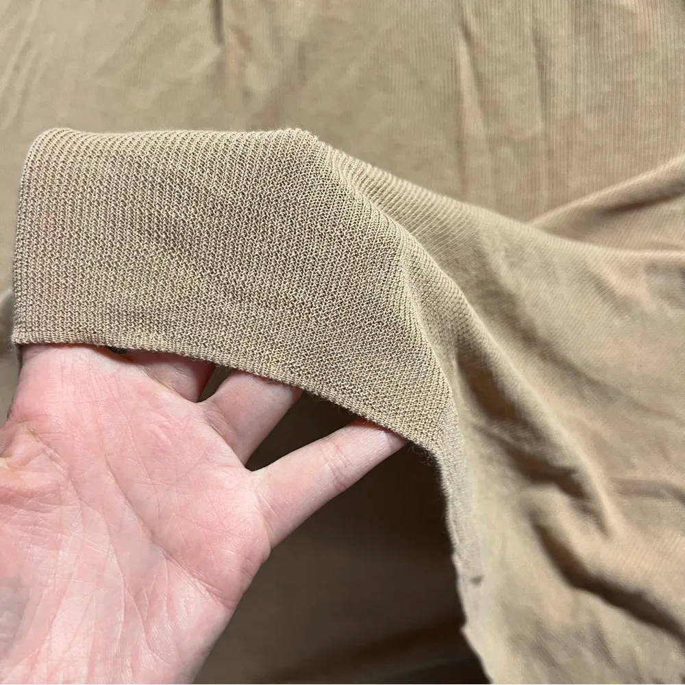 Tan Square Neck Knit Lightweight Maxi Dress Size Medium Resort Wear Summer - Image 3