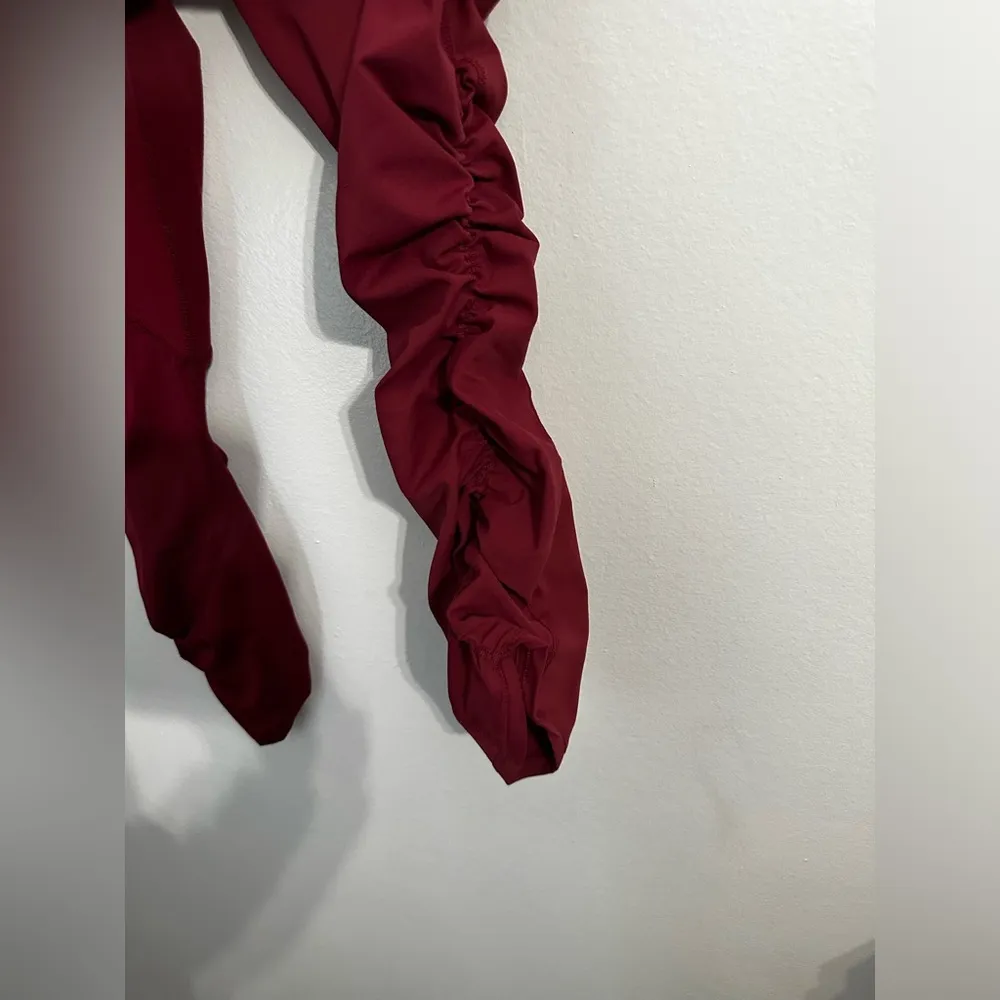 Fabletics Pureluxe Maroon Red Cinched Leg Cropped Legging Athletic Pant XL - Image 4