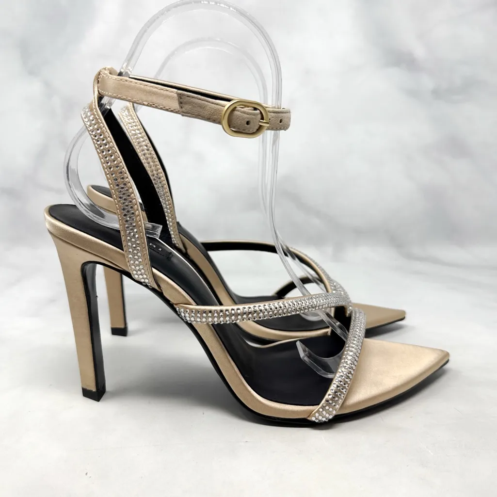 NEW Natori Reiki Rhinestone Embellished Satin Pointed Toe Sandal Heels Sexy 7.5 - Image 5