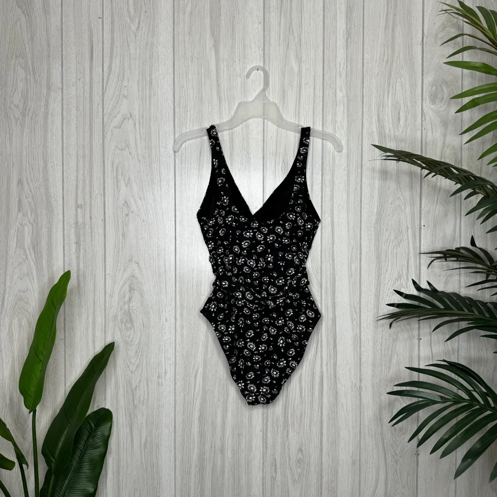 Ann Taylor Loft Beach Floral Daisy Tie Waist Faux Wrap One Piece Swimsuit size 2 - Image 3