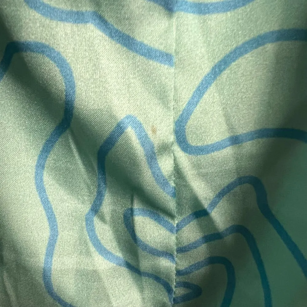 Slate & Willow Aqua Blue Printed Cowl Neck Slip Midi Dress Size Medium - Image 16