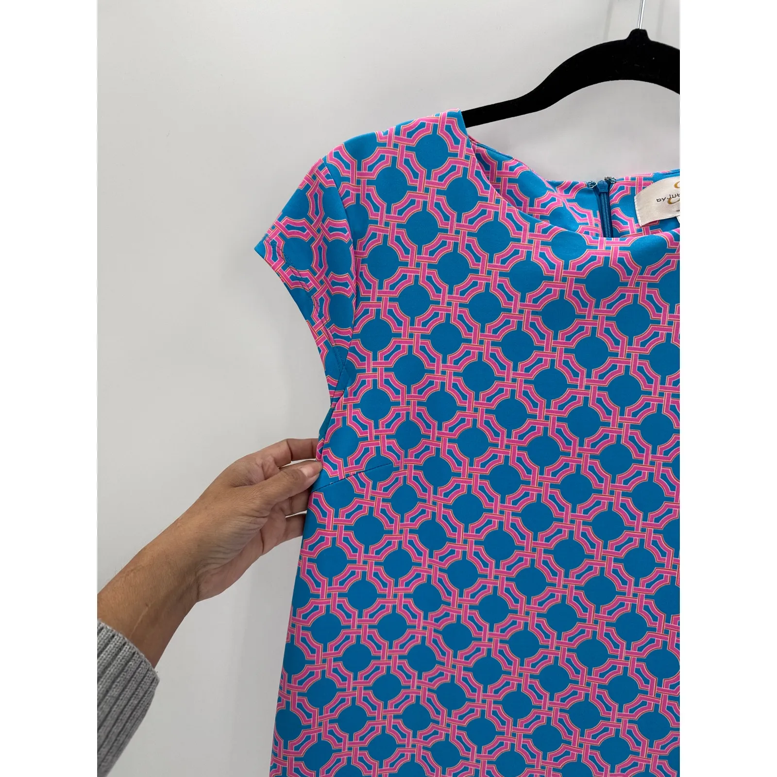 JB by Julie Brown Julie Brown dress pink blue geometric pattern size S preppy - Image 4