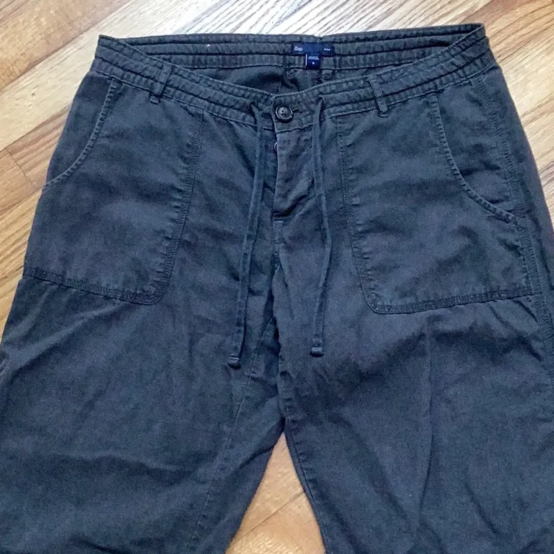 Gap Factory Wide Leg Linen blend charcoal gray pants size 8 - Image 3