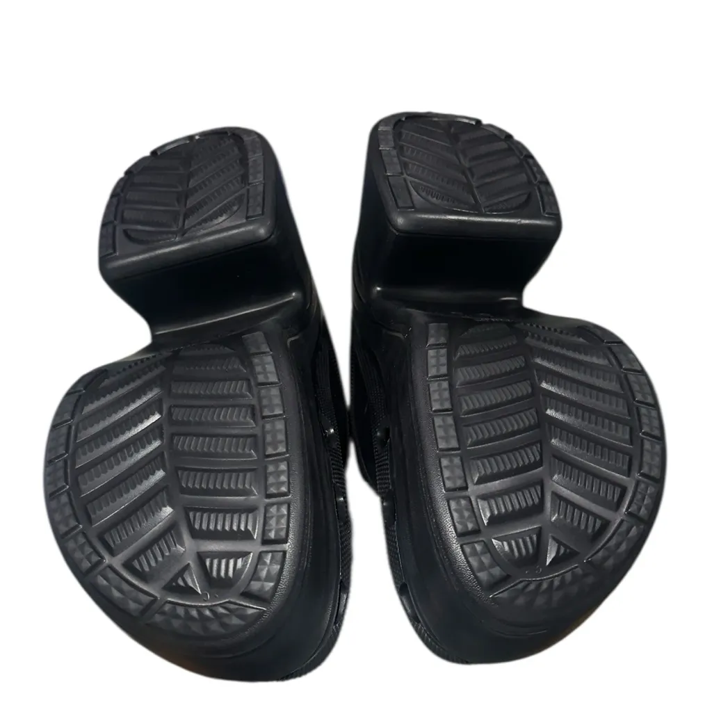 NWT Crocs Siren Rosette Platform Clog Black w/ White Satin Roses Heels W 11 - Image 8