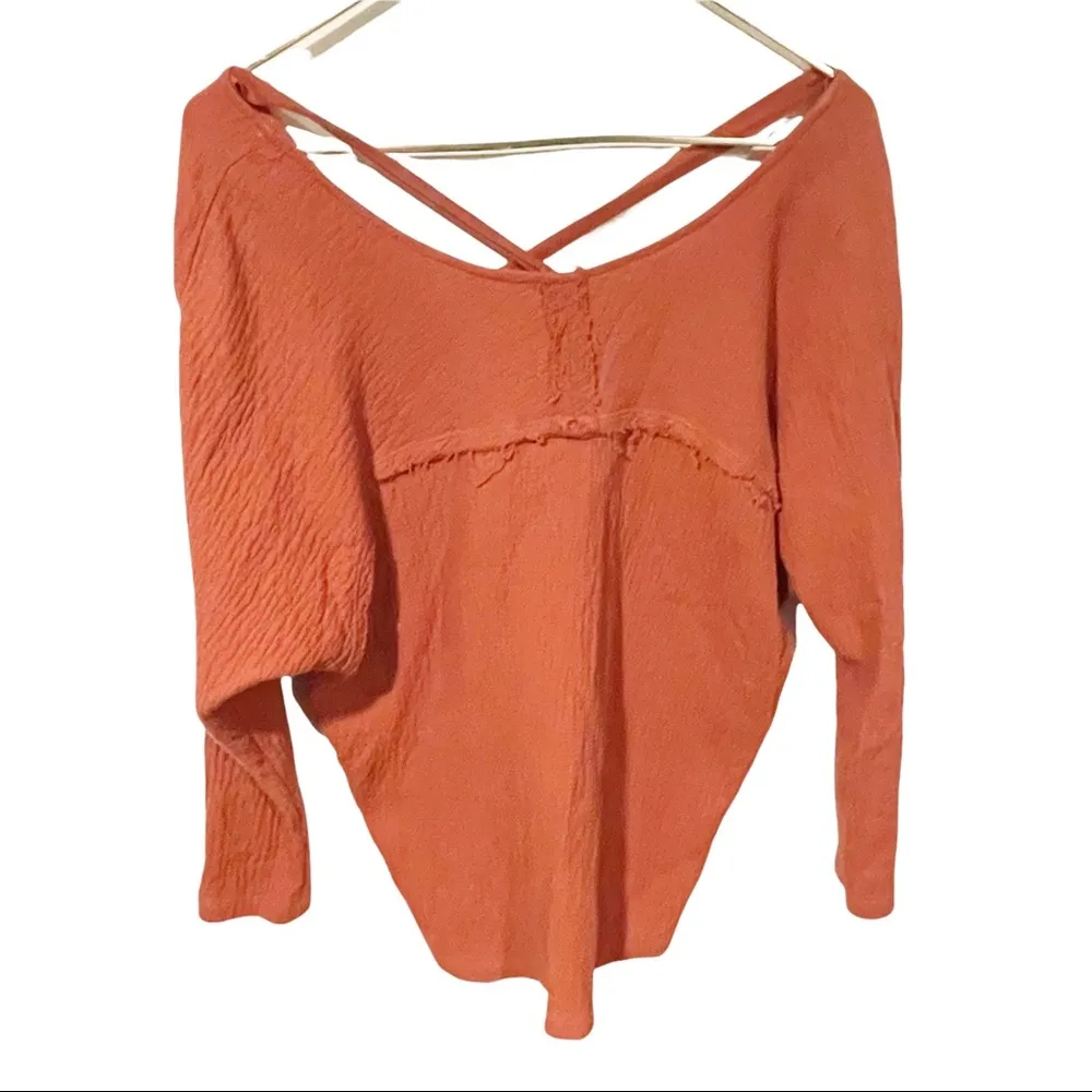 Anthropologie Saturday Sunday Medium Orange Gauze Criss Cross Back Aurelia Top - Image 3