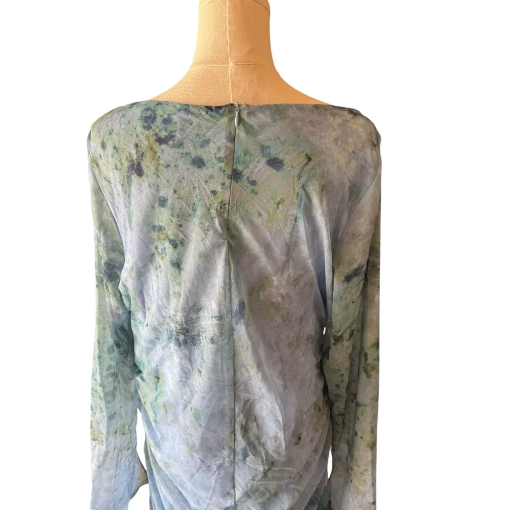 ASOS DESIGN - NWT Ruched Sleeve Maxi Dress in Blue Marble Sz 14 - Image 9