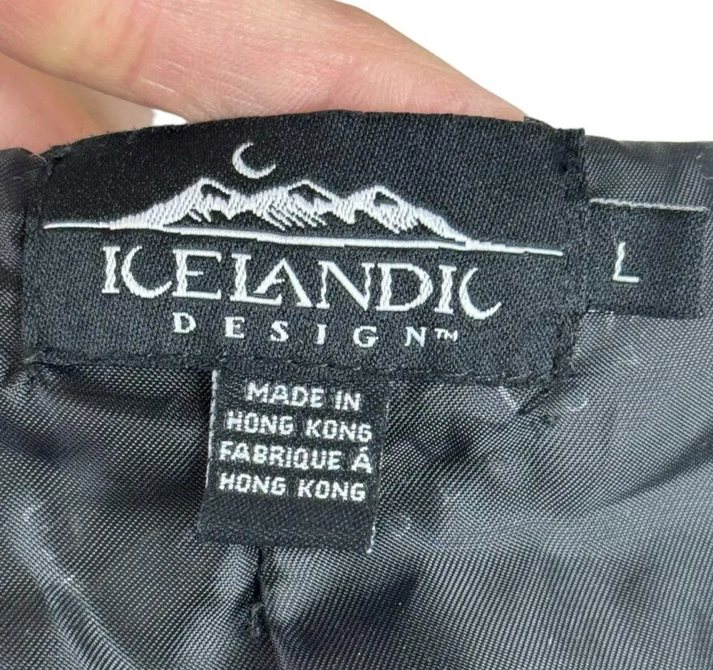 Icelandic Design Full Zip Jacket Wool 3D Knit Textured Floral Vintage Lined L Size L - Image 13