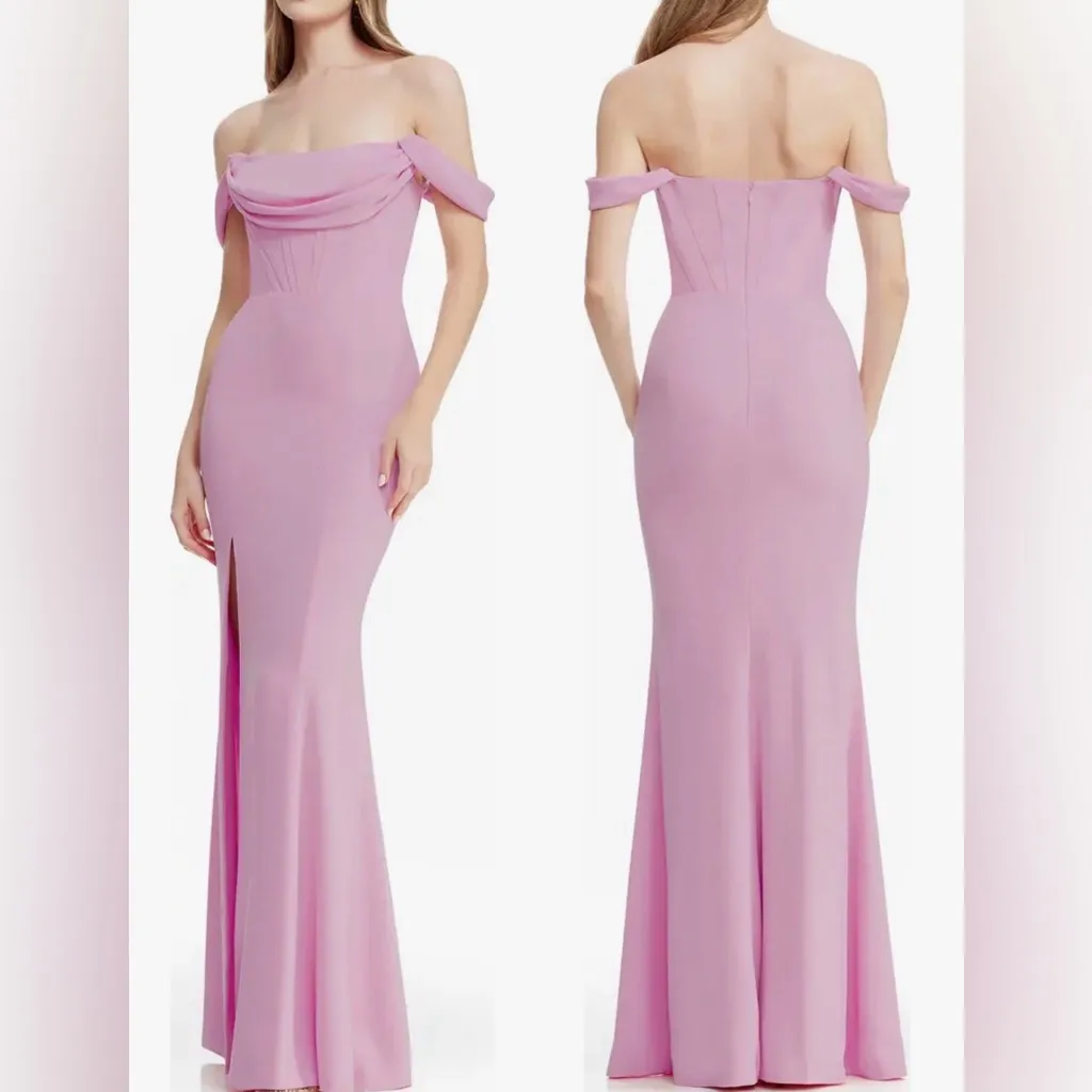 NEW Dress The Population Melania Off the Shoulder Gown Lavender purple Sz M - Image 2