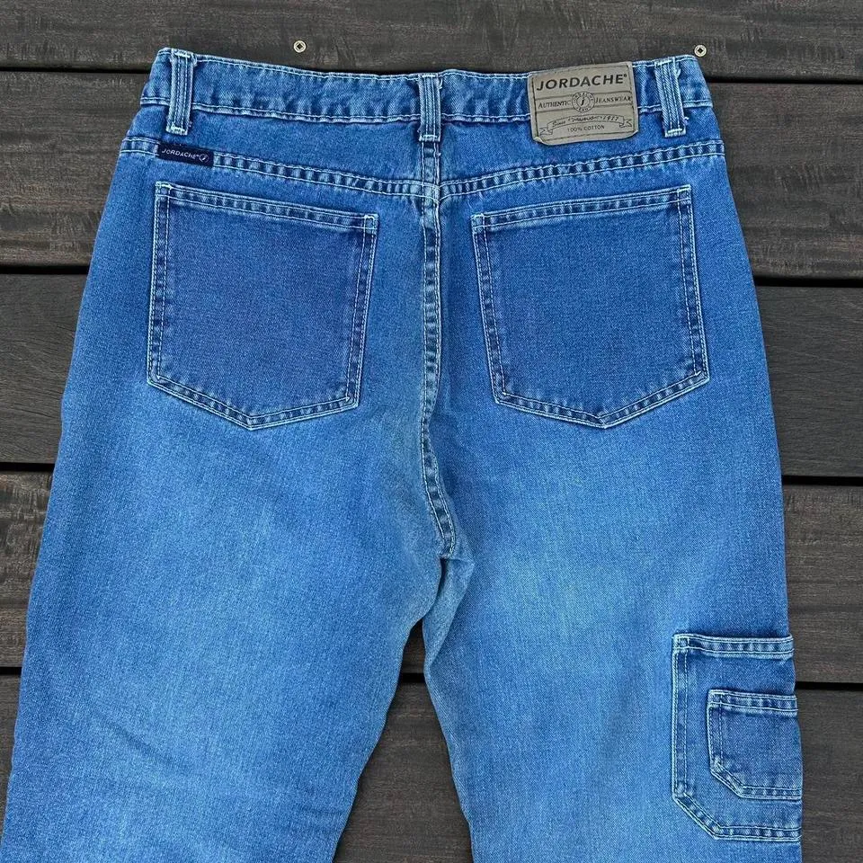Vintage Jordache Double Knee Carpentar Jeans Blue Medium Wash Denim - Image 6