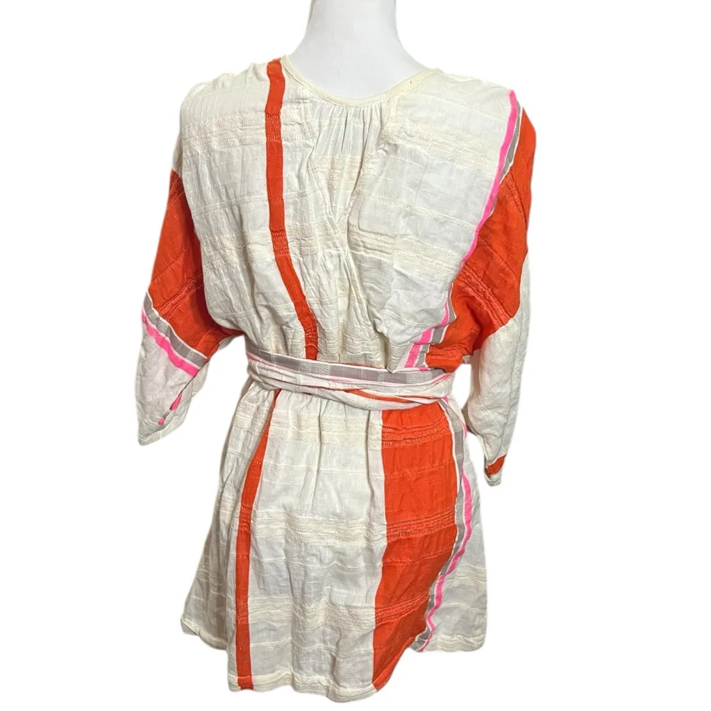 Ace & Jig Dress Women’s Small Cream Orange Stripe Belted Tunic Cotton Gauze - Image 4