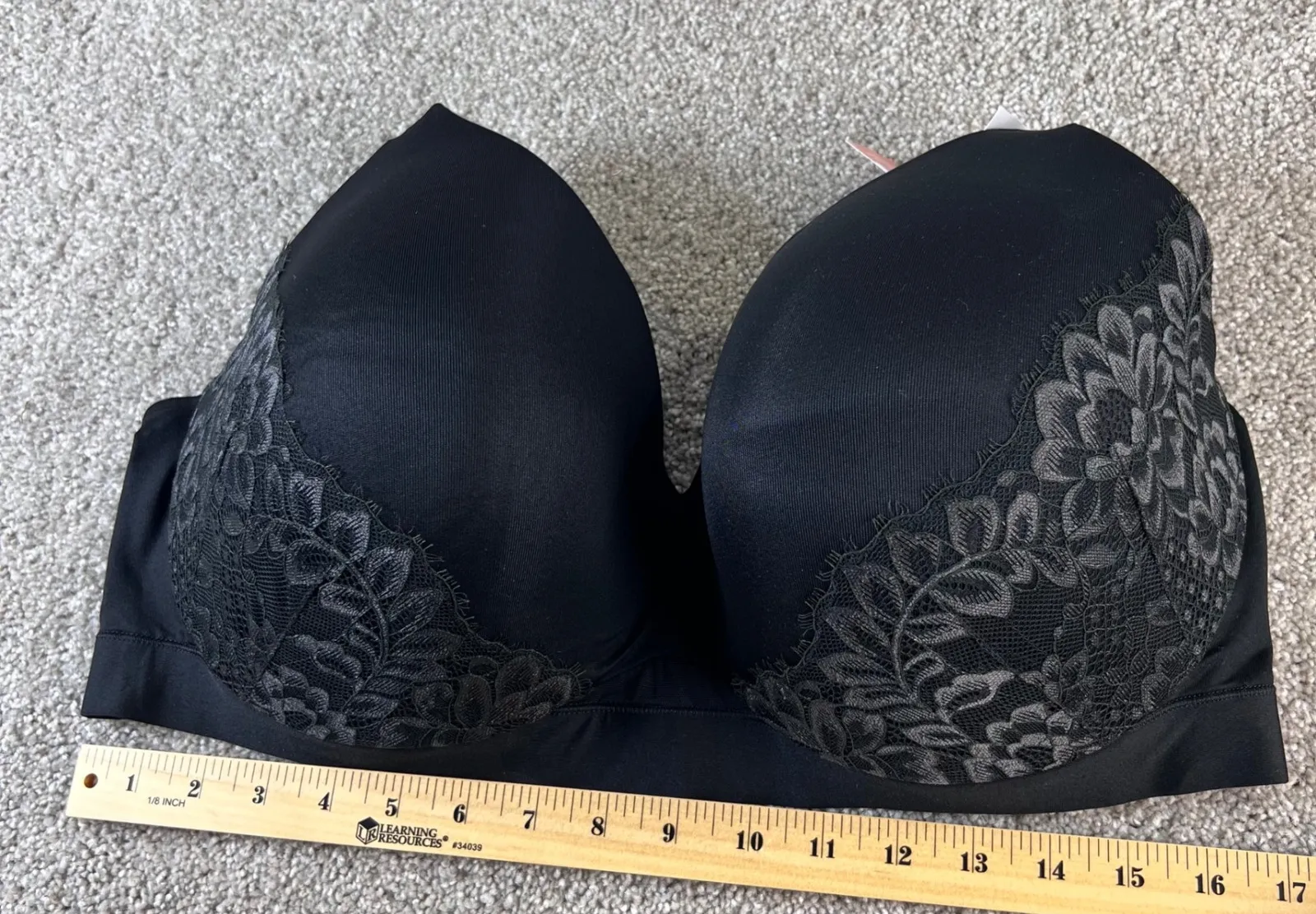 NWT Cacique Comfort Bliss Lightly Lined Full Coverage Bra Black Floral Lace 42F - Image 1