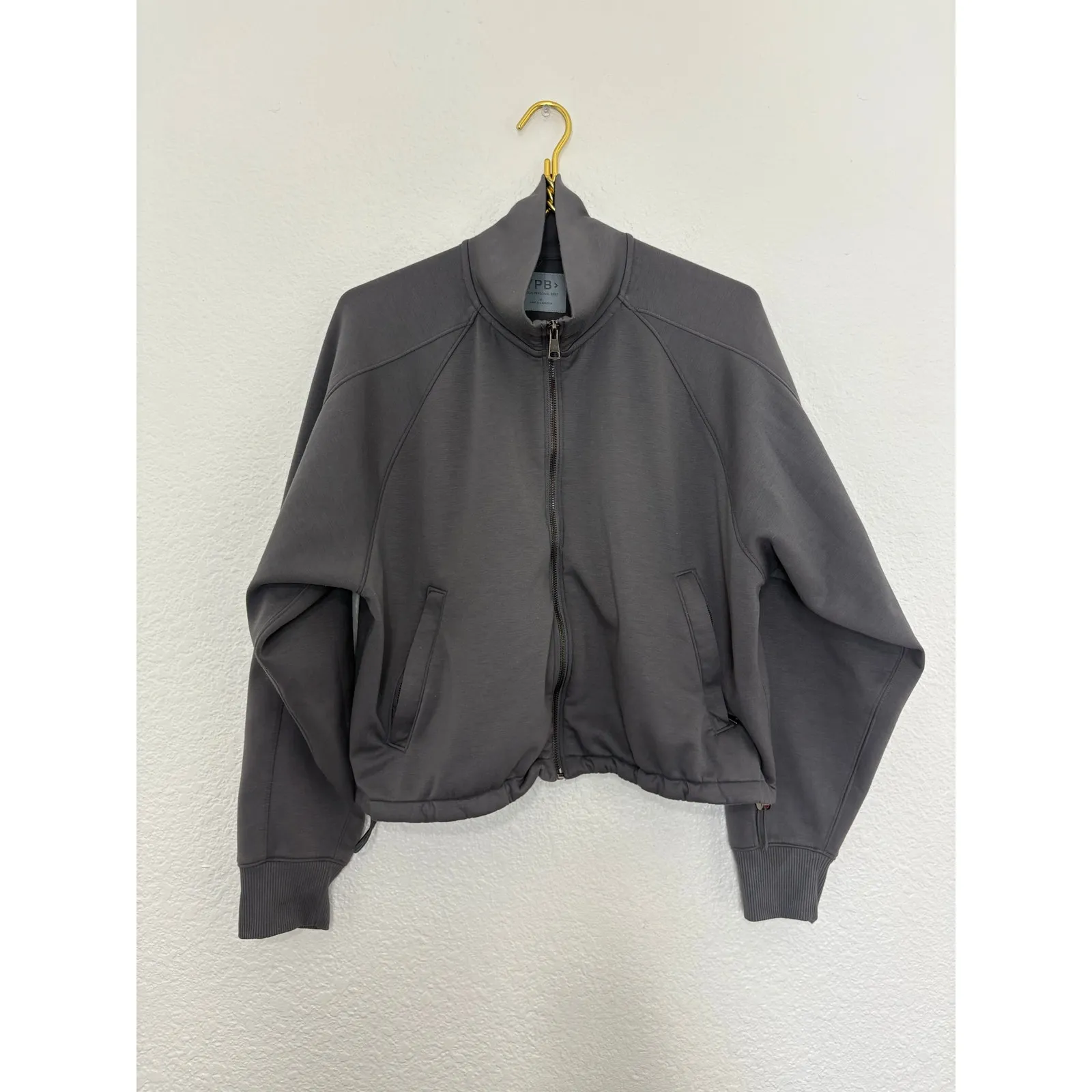 Abercrombie & Fitch YPB neoKNIT Cinched Full-Zip Hoodie Medium Grey Athletic - Image 4