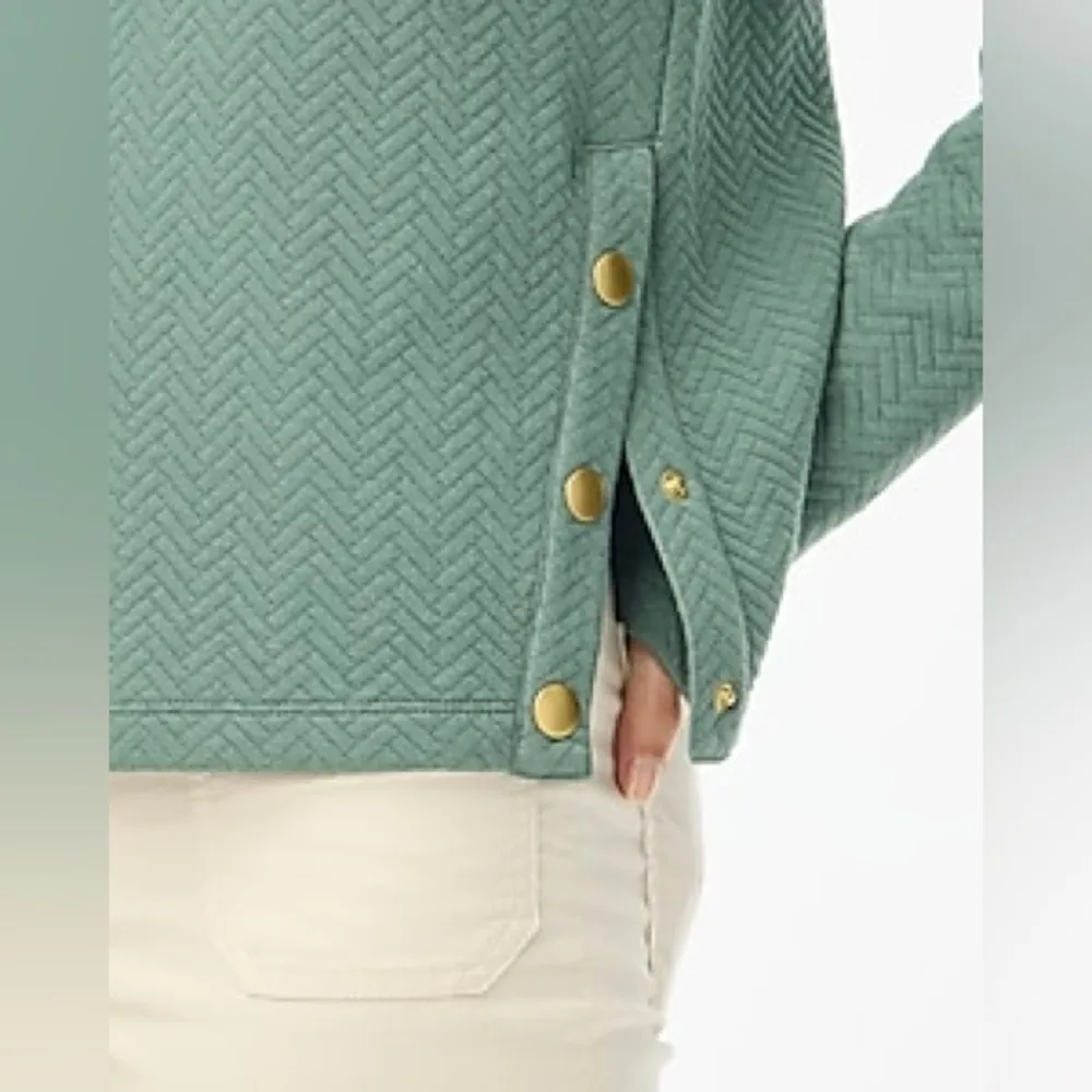 NWT J. Crew Factory Herringbone mockneck sweatshirt Pale Spinach XXS Green - Image 2