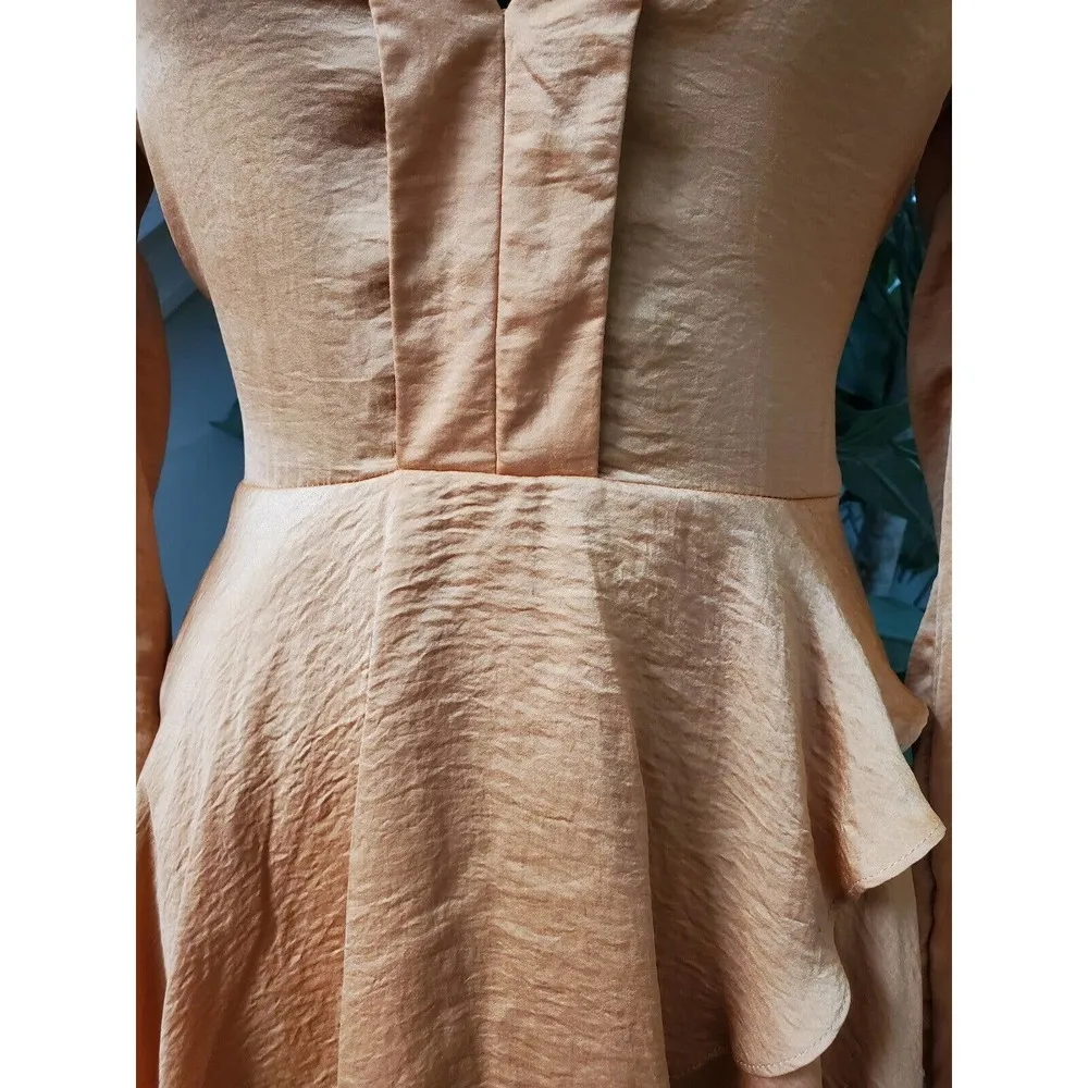 Evenuel Women's Orange 100% Polyester V-Neck Long Sleeve Knee Length Dress Small - Image 5